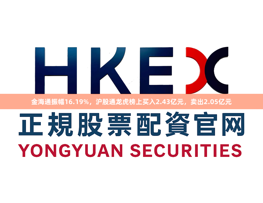 金海通振幅16.19%,沪股通龙虎榜上买入2.43亿元,卖出2.05亿元